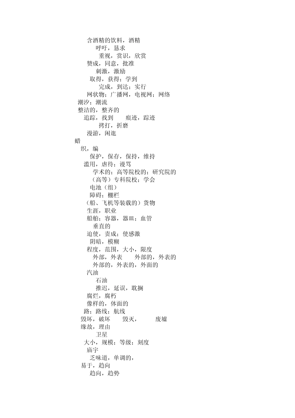 四级核心词汇高频词汇表(高手浓缩300词)_第2页
