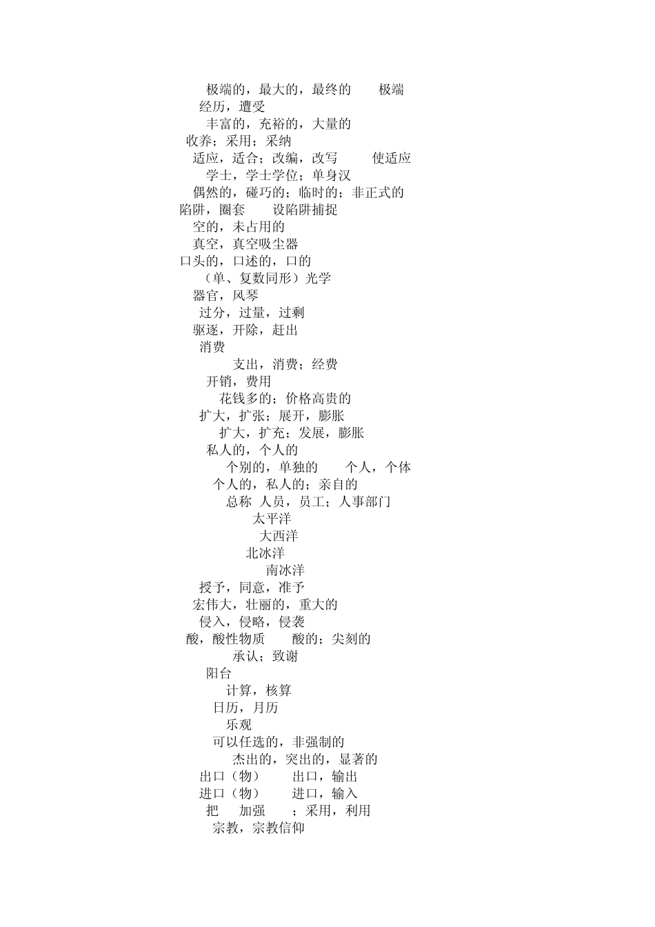 四级核心词汇高频词汇表(高手浓缩300词)_第3页