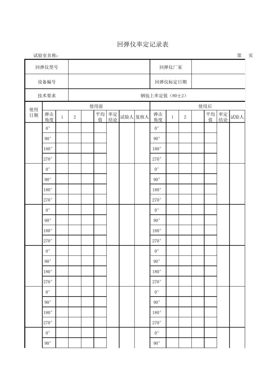 回弹仪使用前及使用后率定记录_第1页