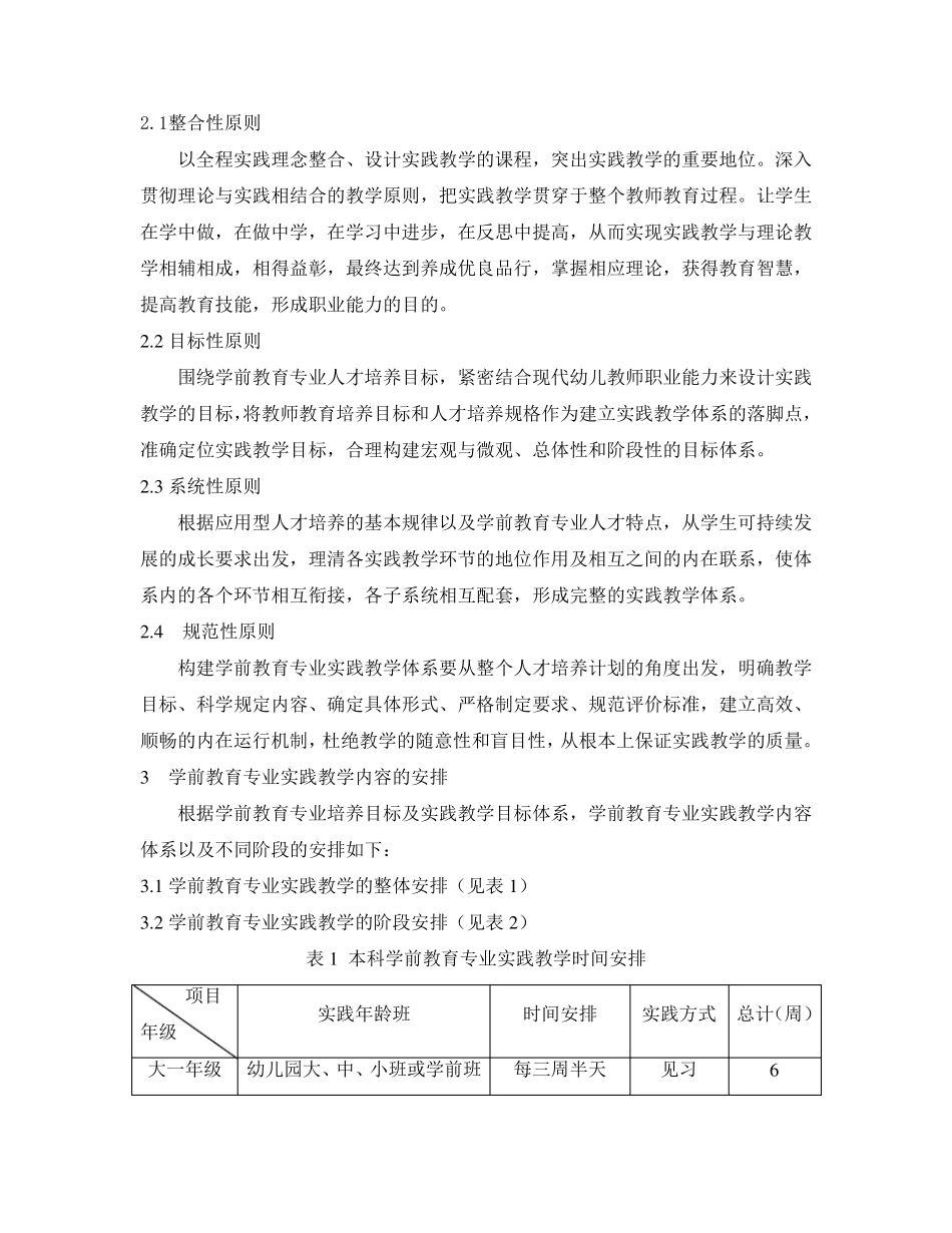 学前教育专业实践教学实施方案_第2页