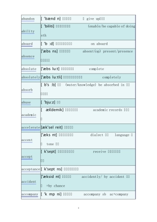 学士学位英语词汇表