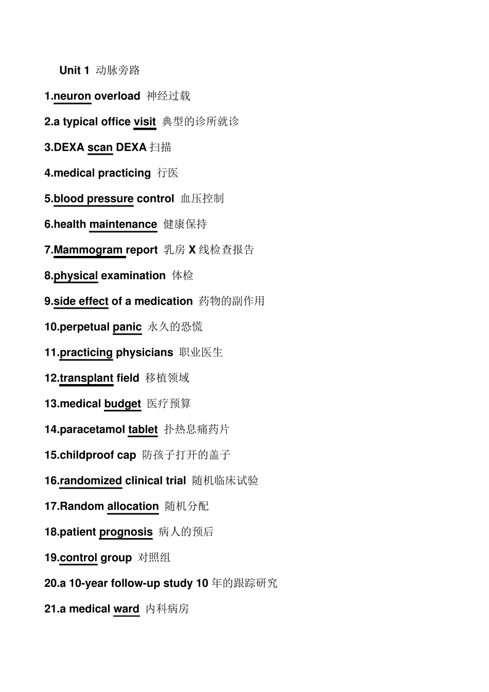 学术英语医学课后词组_第1页