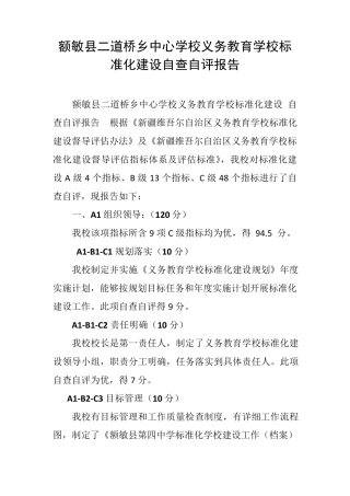 学校义务教育标准化建设自查自评报告