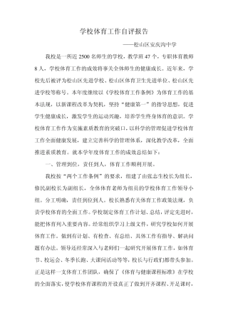 学校体育工作自评报告