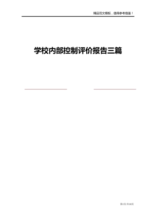 学校内部控制评价报告三篇