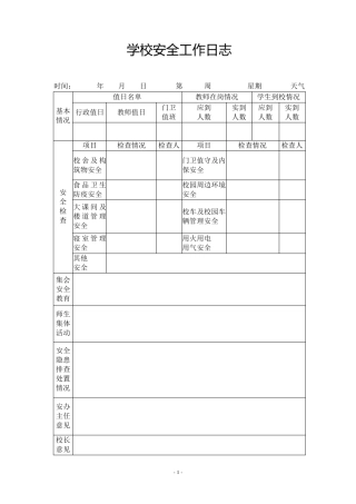 学校安全工作日志