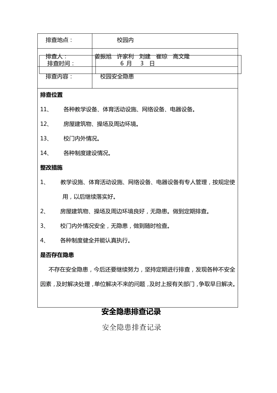 学校安全隐患排查记录_第3页