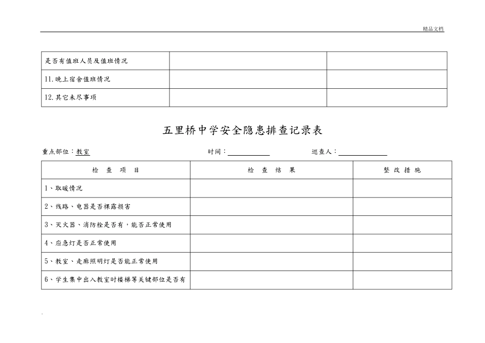 学校安全隐患排查记录表模板_第2页