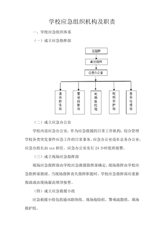 学校应急组织机构及职责