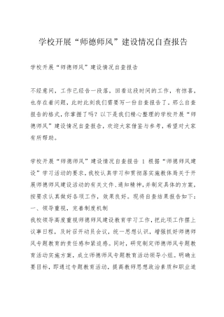 学校开展师德师风建设情况自查报告