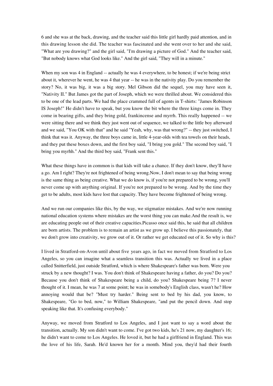 学校扼杀了学生的创造力？KenRobinsonTed英语演讲视频中英字幕,英语文本_第2页