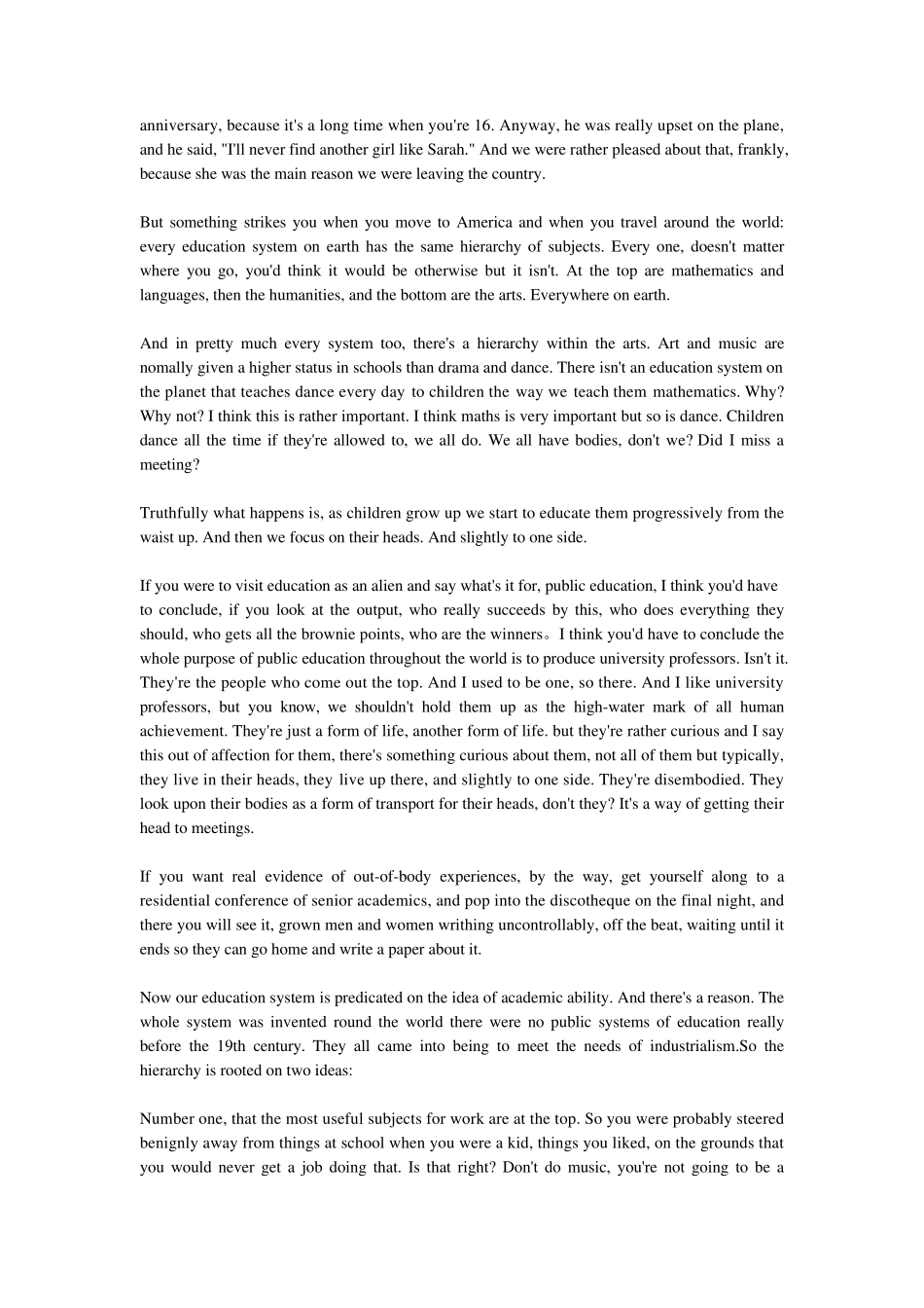 学校扼杀了学生的创造力？KenRobinsonTed英语演讲视频中英字幕,英语文本_第3页