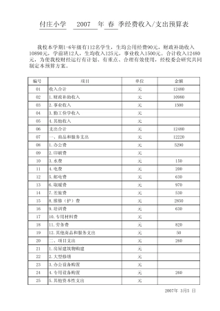 学校收入支出预算表