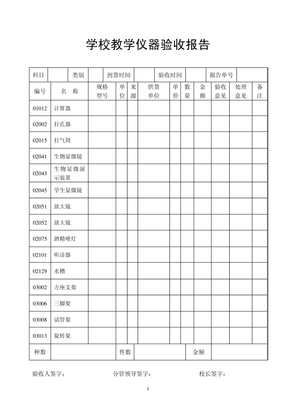 学校教学仪器验收报告_第1页