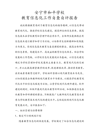 学校教育信息化工作自检自查报告