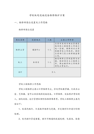 学校机电设施设备维修维护方案