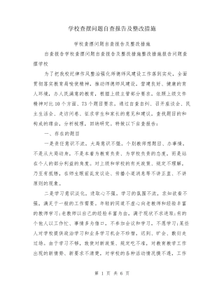 学校查摆问题自查报告及整改措施