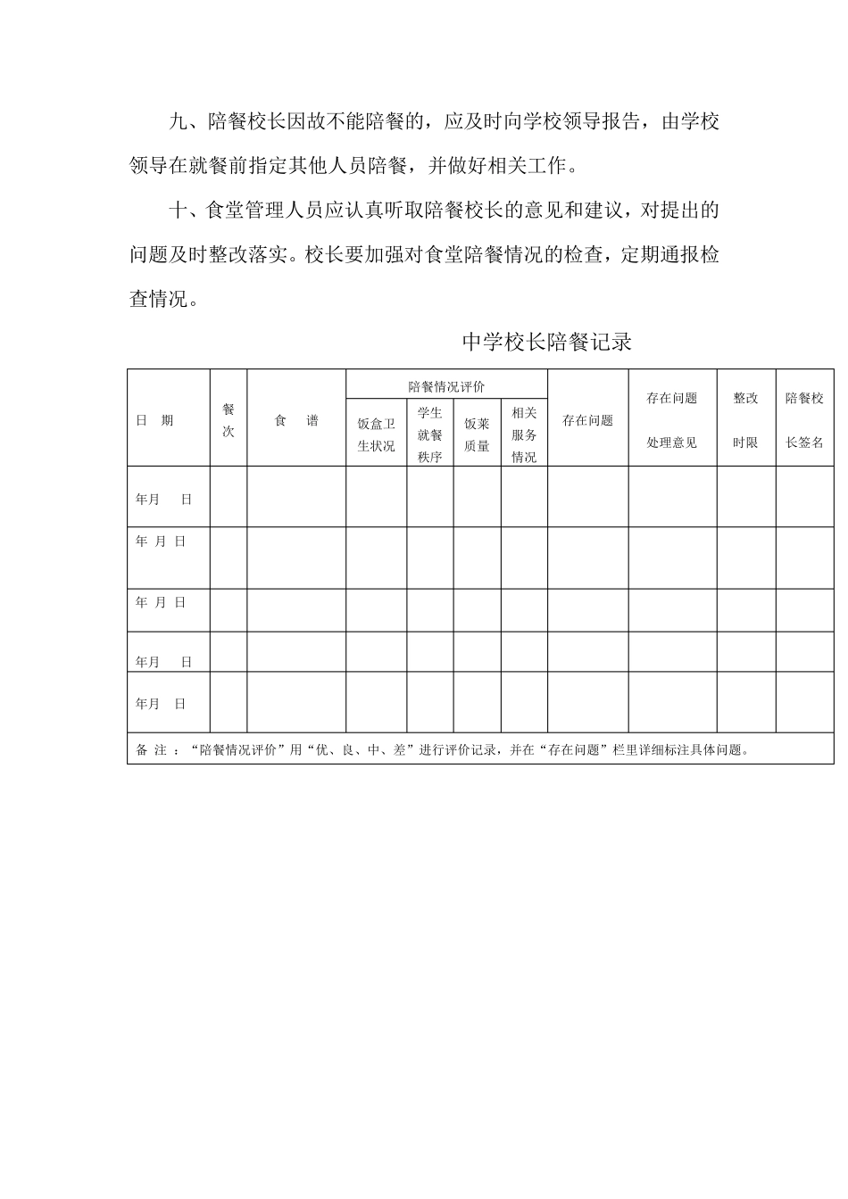 学校校长教师家长陪餐制度及陪餐记录模板_第3页