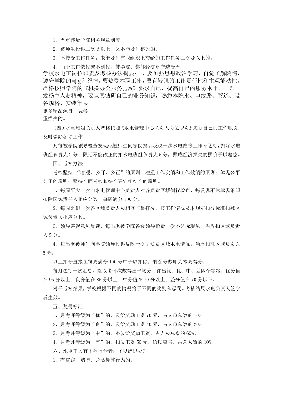 学校水电工岗位职责及考核办法_第3页