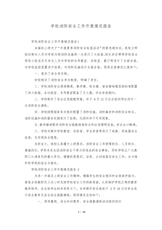 学校消防安全工作开展情况报告