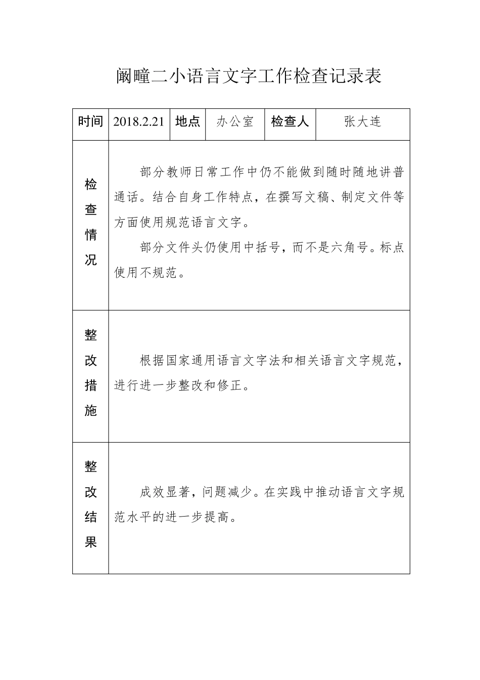 学校语言文字工作检查记录_第2页