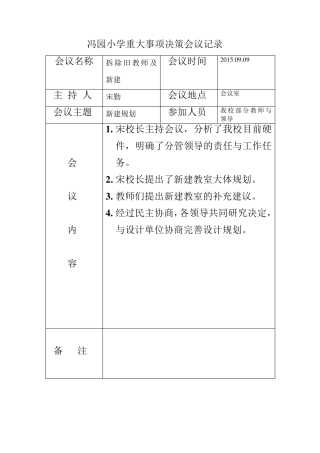 学校重大事项决策会议记录表讲解