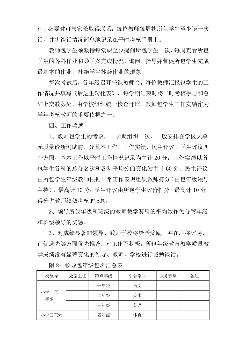 学校领导包年级包班教师包学生实施方案及目标责任书_第3页