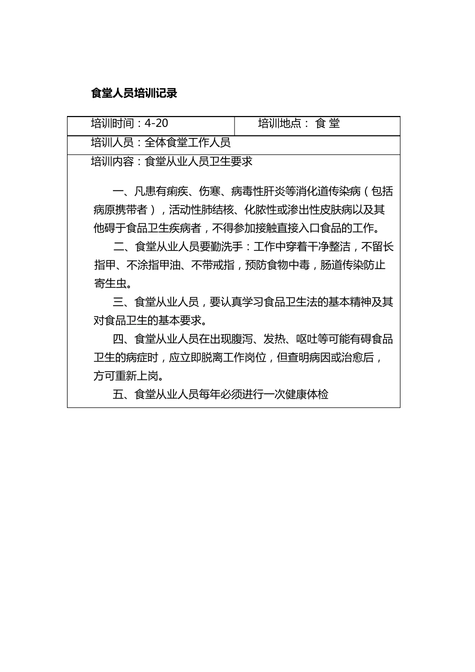 学校食堂工作人员培训记录_第3页