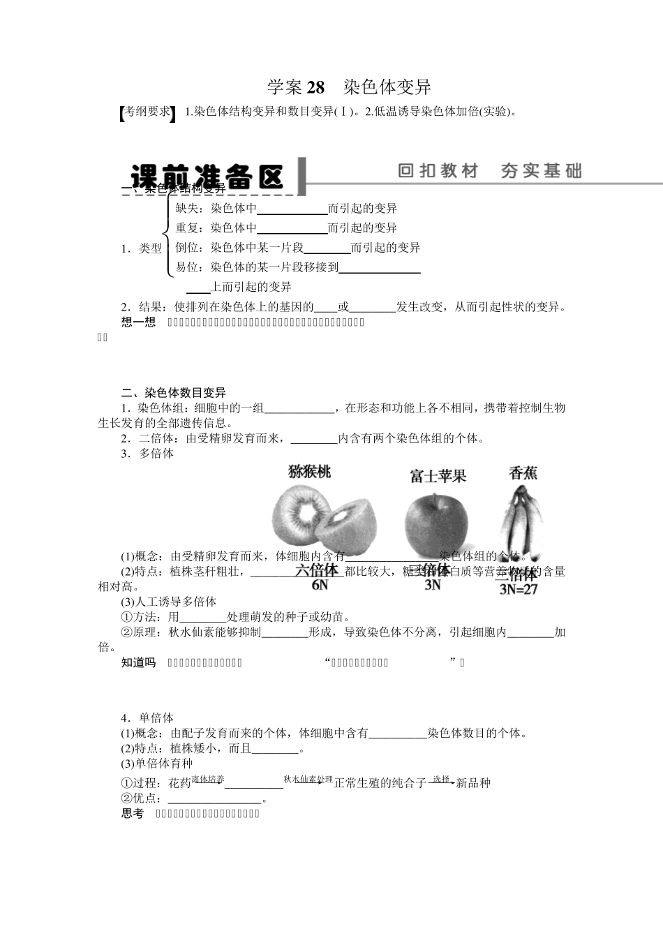 学案28染色体变异_第1页