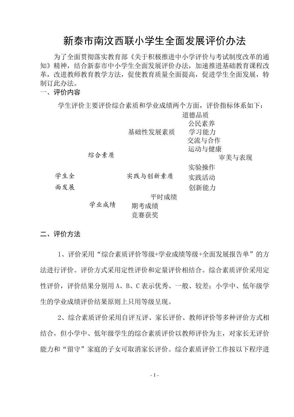 学生全面发展性评价办法_第1页