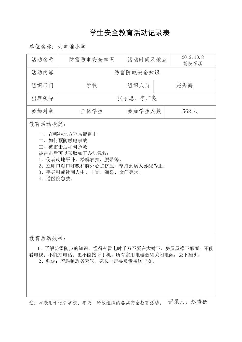 学生安全教育活动记录表_第3页