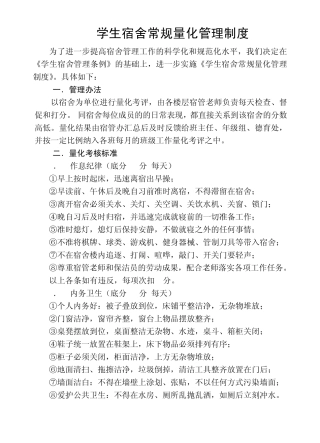 学生宿舍常规量化管理制度