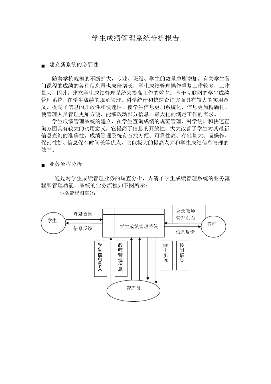 学生成绩管理系统分析报告_第1页