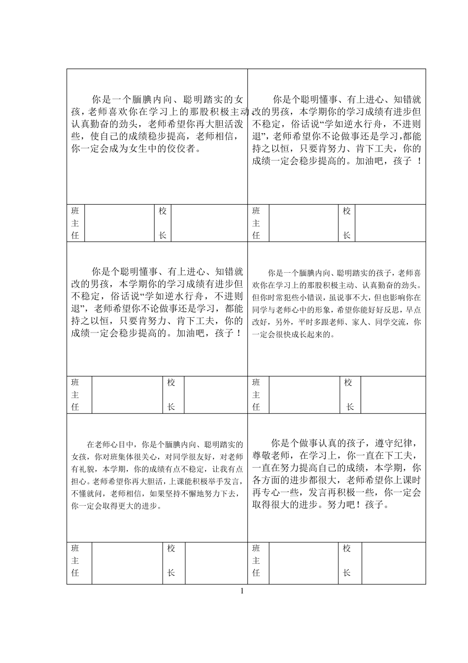 学生报告手册评语_第1页