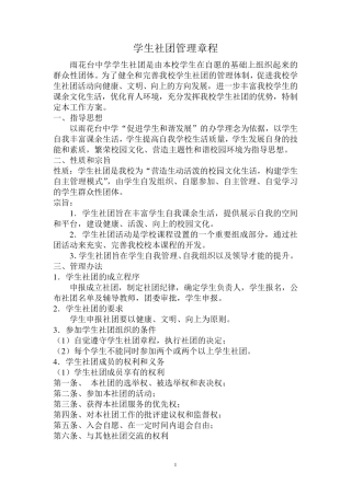 学生社团管理章程模版