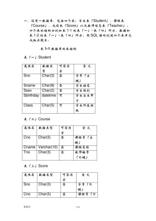 学生选课数据库SQL语句练习题(详细分解答案)