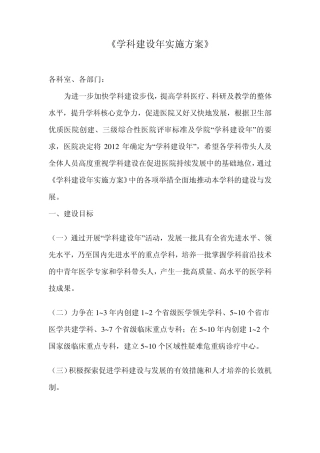 学科建设年实施方案