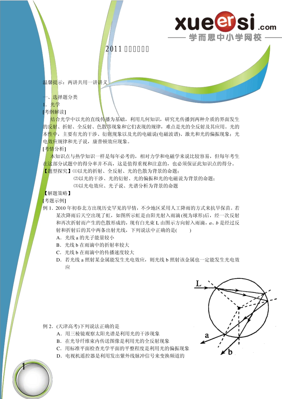 学而思专用高三复习之物理考点及必考题型精讲_第1页