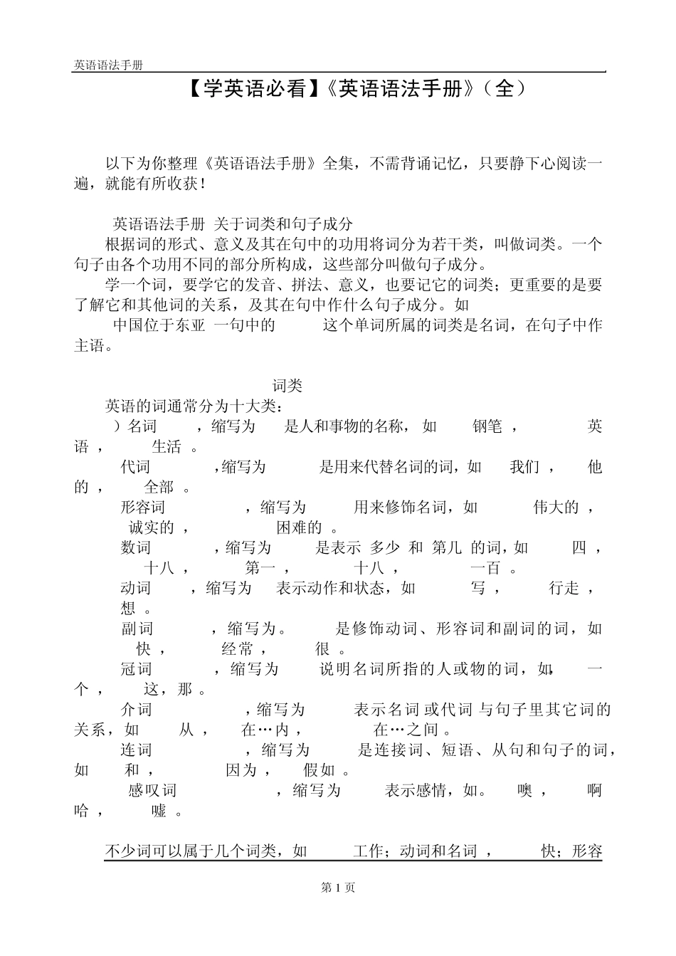学英语必看英语语法手册_第1页