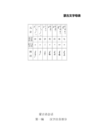 学蒙语—入门初级