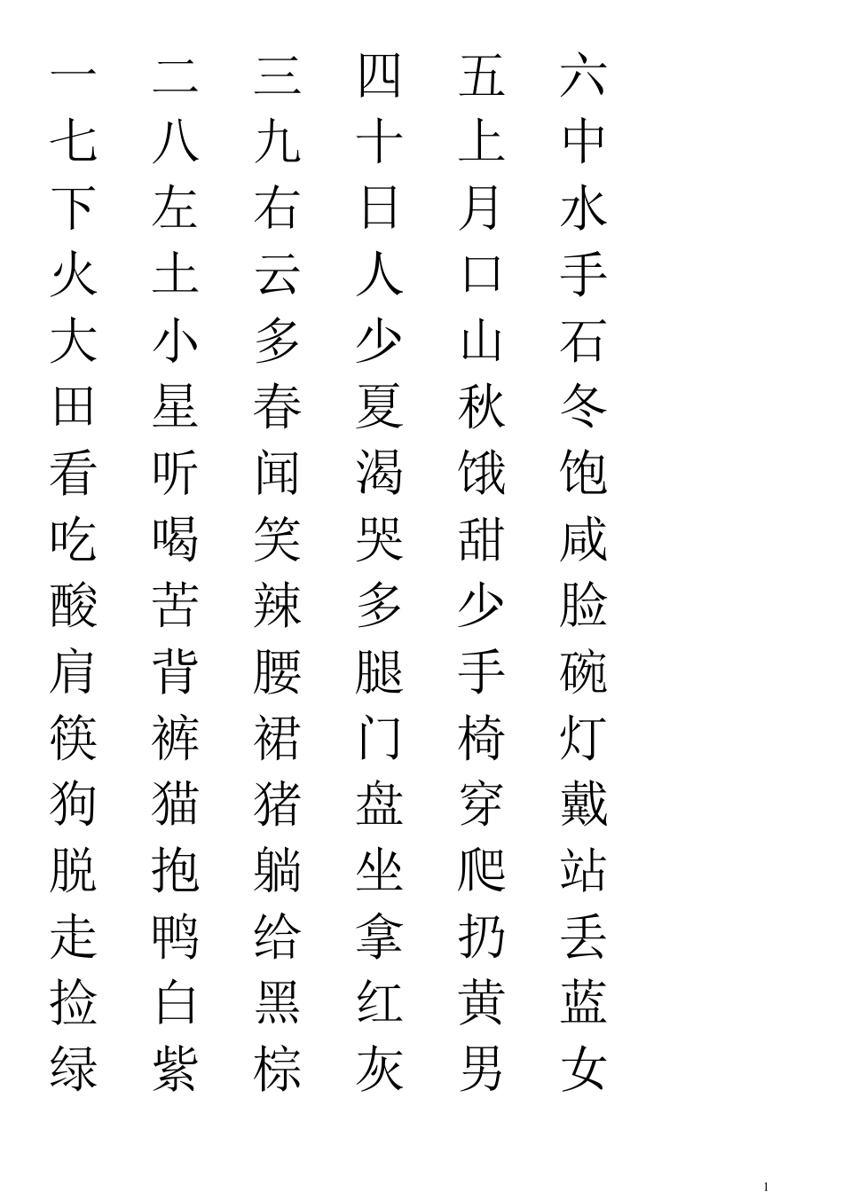 学龄前儿童必识字_第1页