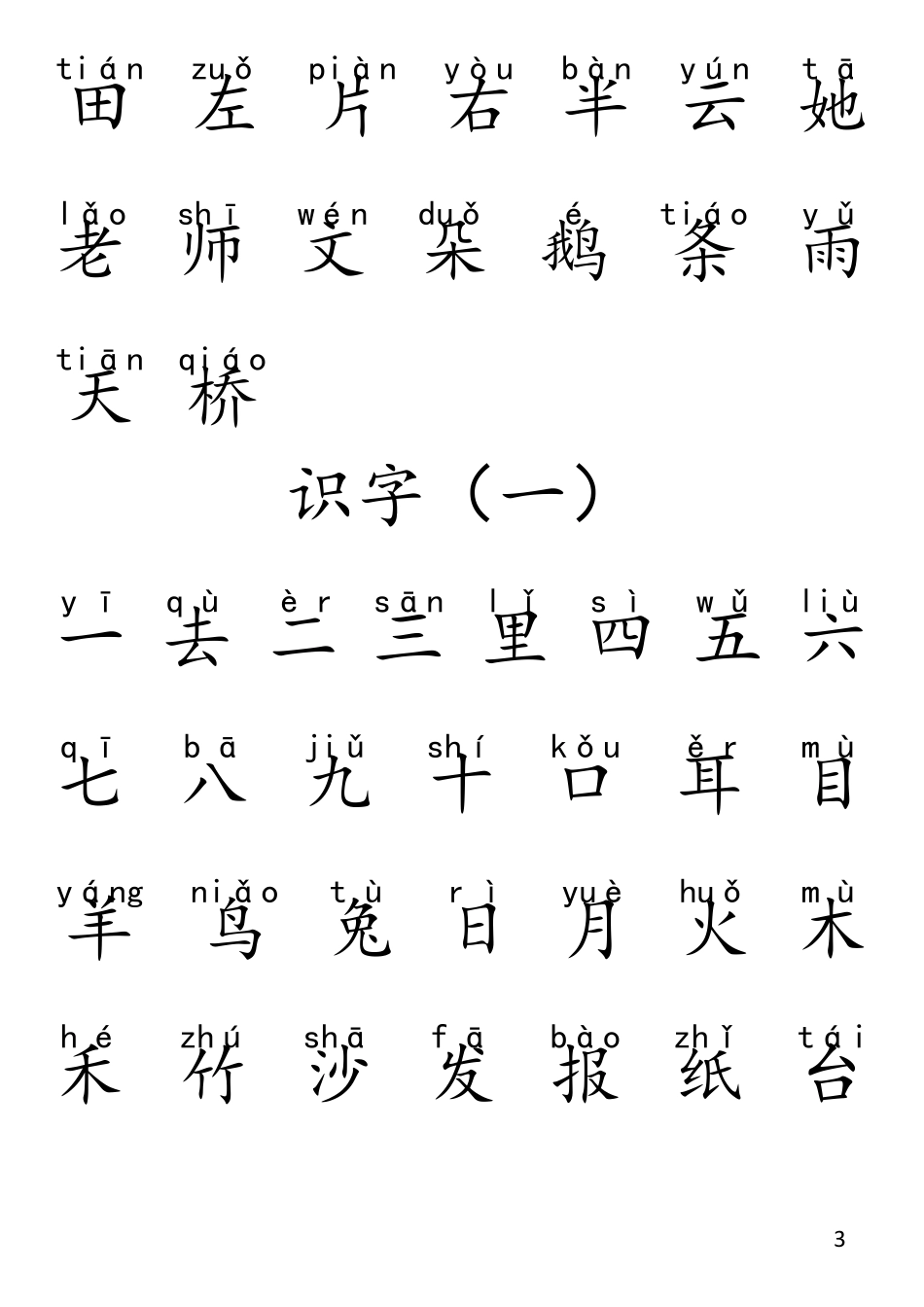 孩子小学一年级生字表(带拼音)_第3页