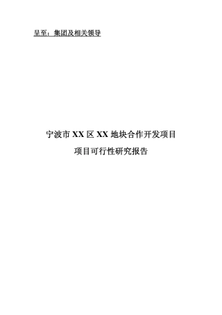 宁波XX房地产项目可研报告