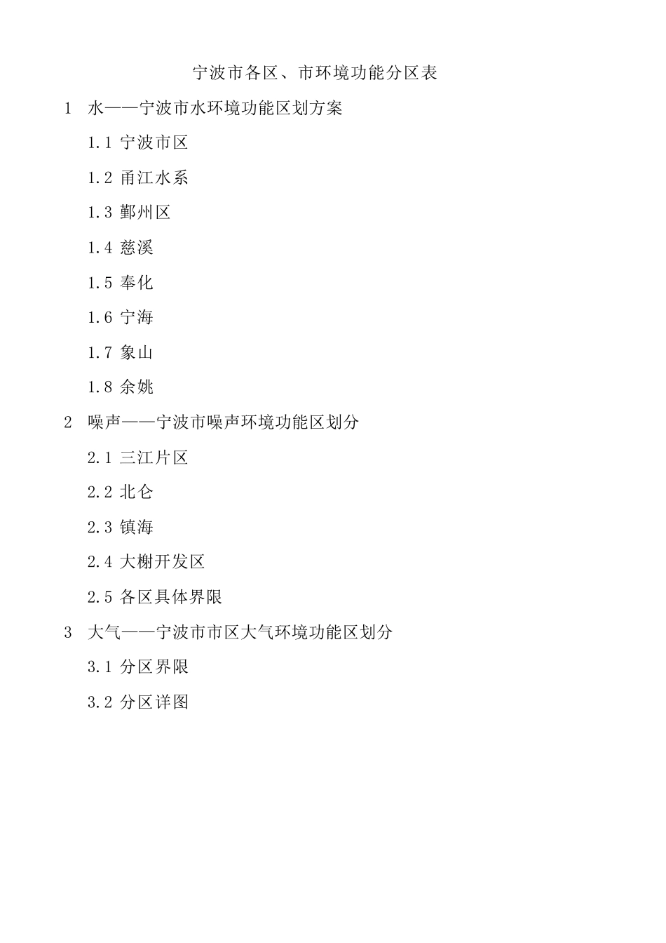 宁波地表水、噪声、空气环境质量功能分区_第1页