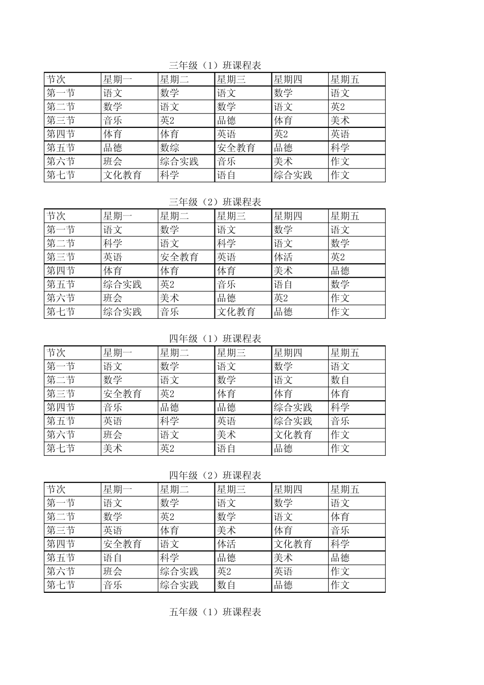 安丘市职工子弟学校暨安丘一中双语实验学校现行课程安_第2页