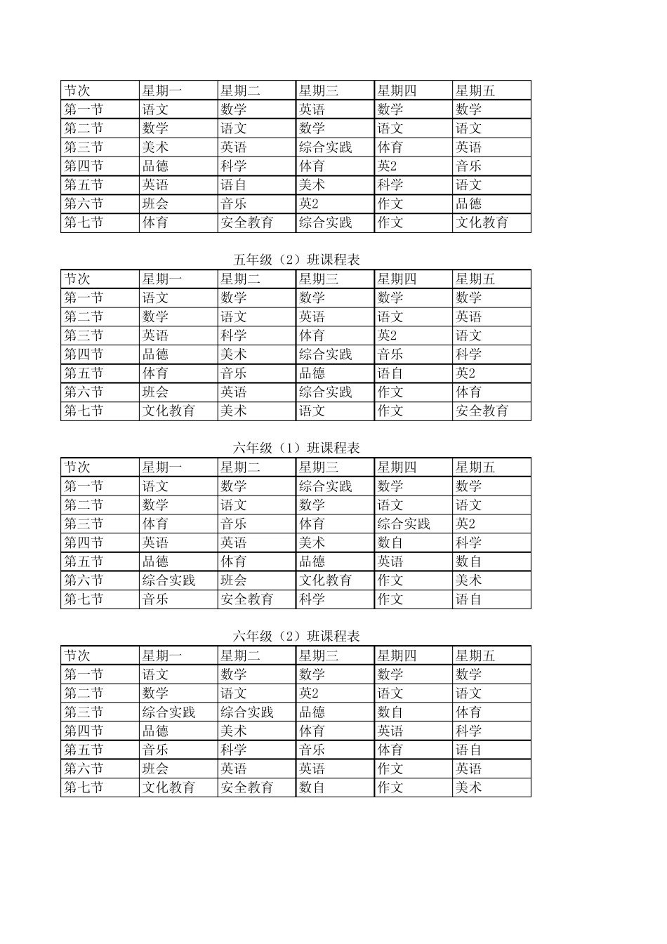 安丘市职工子弟学校暨安丘一中双语实验学校现行课程安_第3页