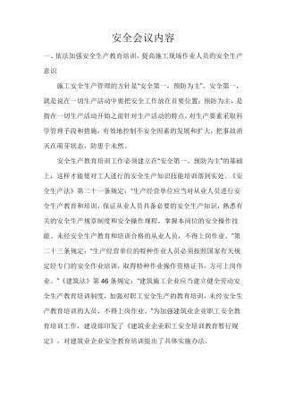 安全会议内容