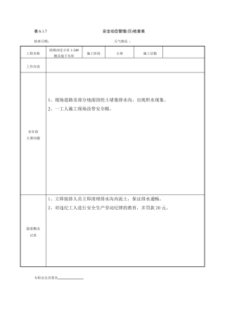 安全动态管理(日)检查表