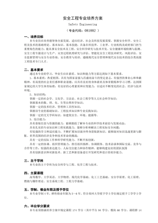 安全工程专业人才培养方案