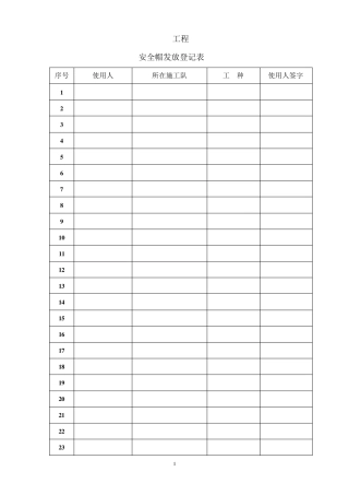 安全帽发放登记表